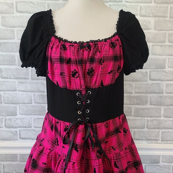 Monster High Pink Plaid Icons Corset Dress Women Plus 3X Cosplay Costume Pockets - Picture 2 of 10